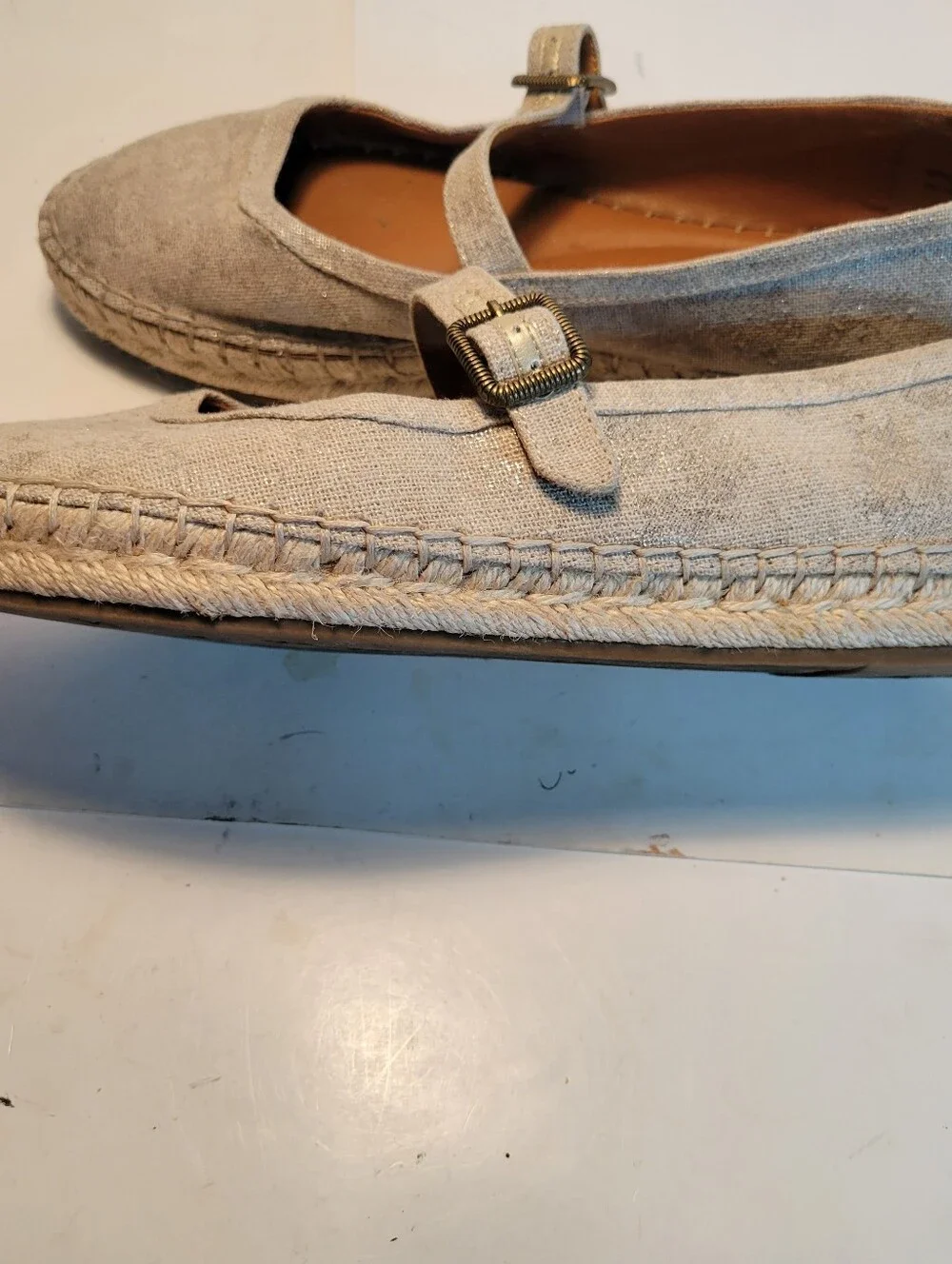 Lucky Brand Natural Linen Mary Jane Espadrilles Size 8